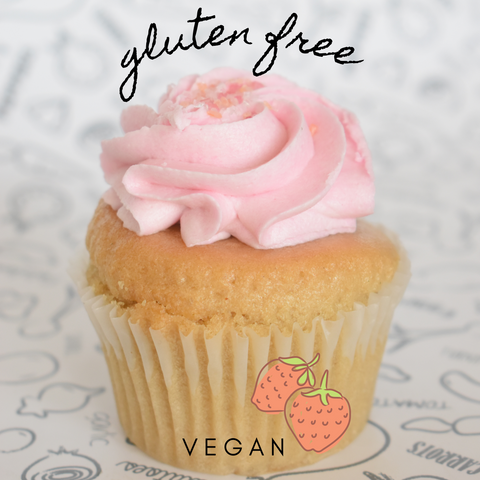 6 pack Gluten free Vanilla Cupcakes with Strawberry frosting - Gluten Free Pasta